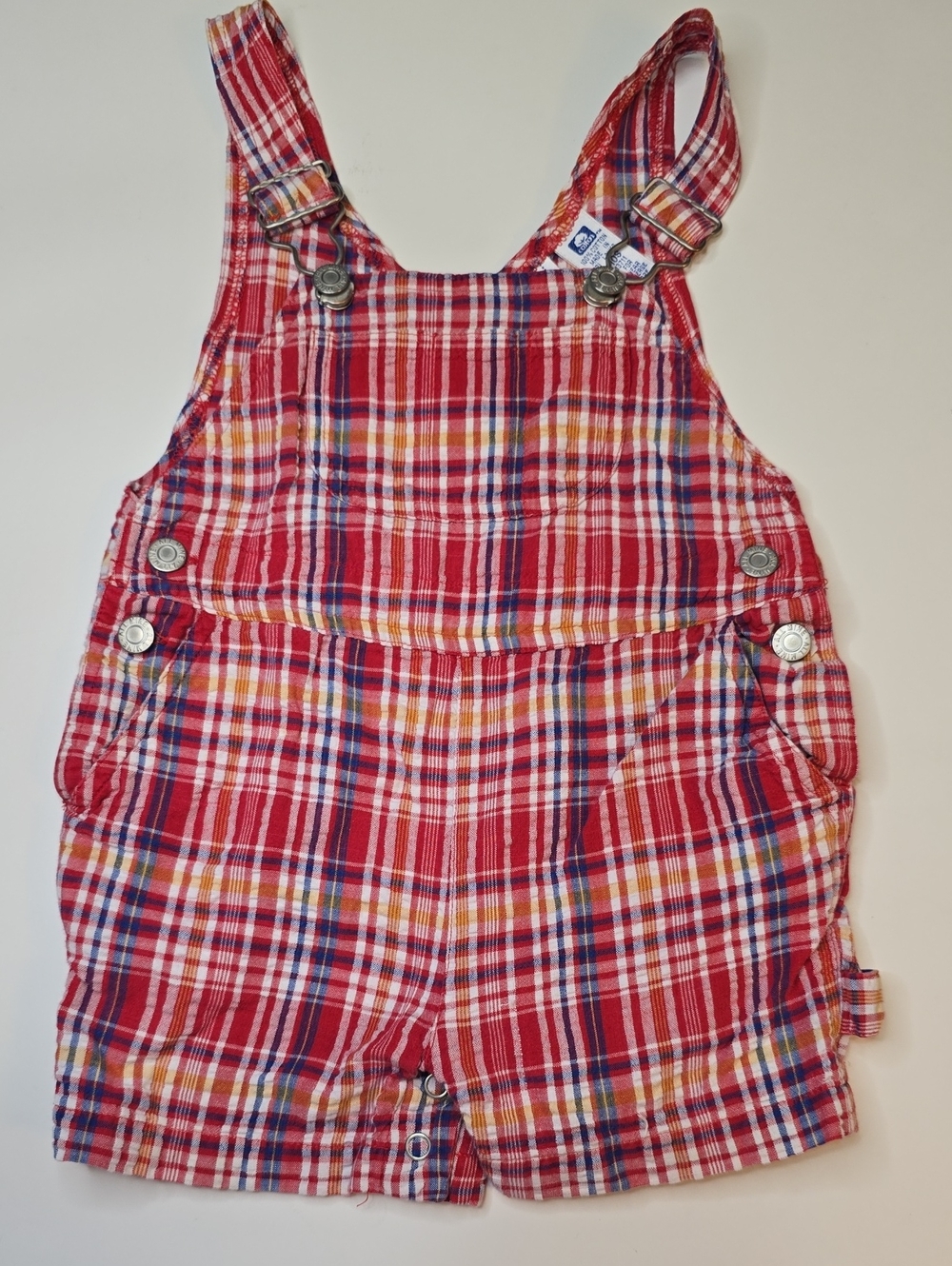 All Mine Red Plaid Cotton Shortalls
